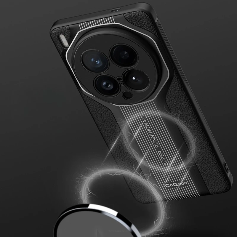 Para Vivo X200 Ultra funda de lujo con pintura brillante patrón de cuero Litchi + cubierta de borde suave de TPU para VIVO X200 Ultra - imagen 2