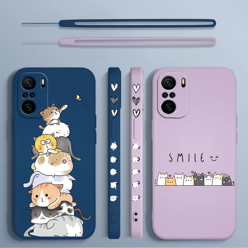 Funda de teléfono de dibujos animados para Xiaomi Redmi Note 13, 12, 12Pro, 11, 11S, 11T, 10S, 10 Pro Plus, 5G, cuerda líquida izquierda - imagen 3