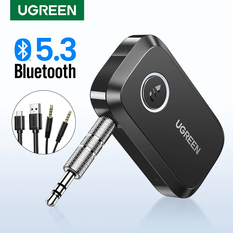 UGREEN-Adaptador de receptor de coche con Bluetooth 3,5, conector auxiliar de 5,3mm para altavoces de coche, receptor de música y Audio, manos libres - imagen 2