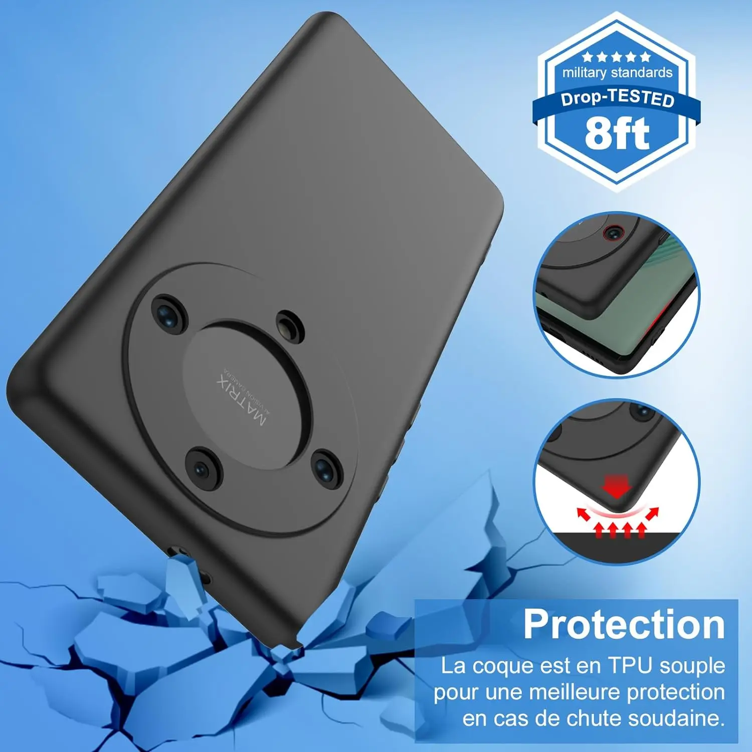 Funda protectora de lente a prueba de golpes de TPU mate negro para Huawei Honor Magic 6 5 Lite X9B X9A - imagen 3