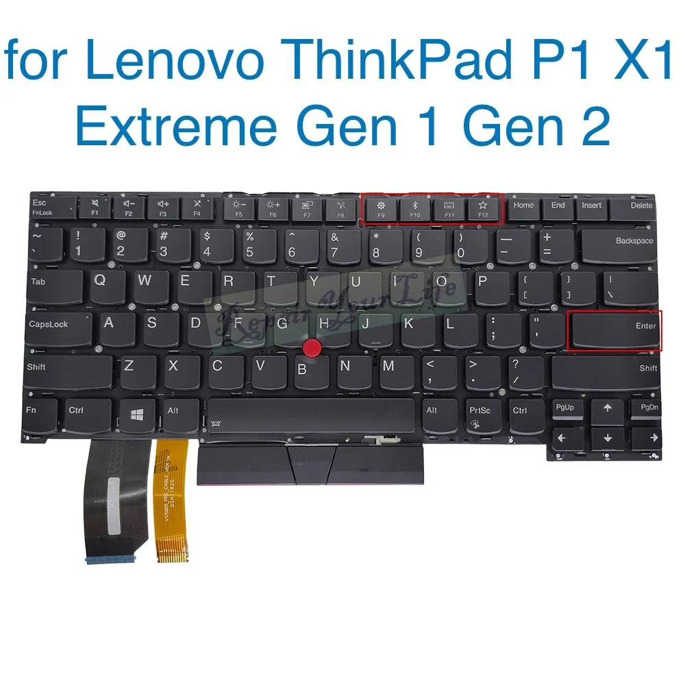 Teclado retroiluminado US para portátil Lenovo ThinkPad P1 X1 Extreme Gen 1 Gen 2, T490S T495S 14,0, 02HM208 02HM244 V170820ES1 SN20R58841