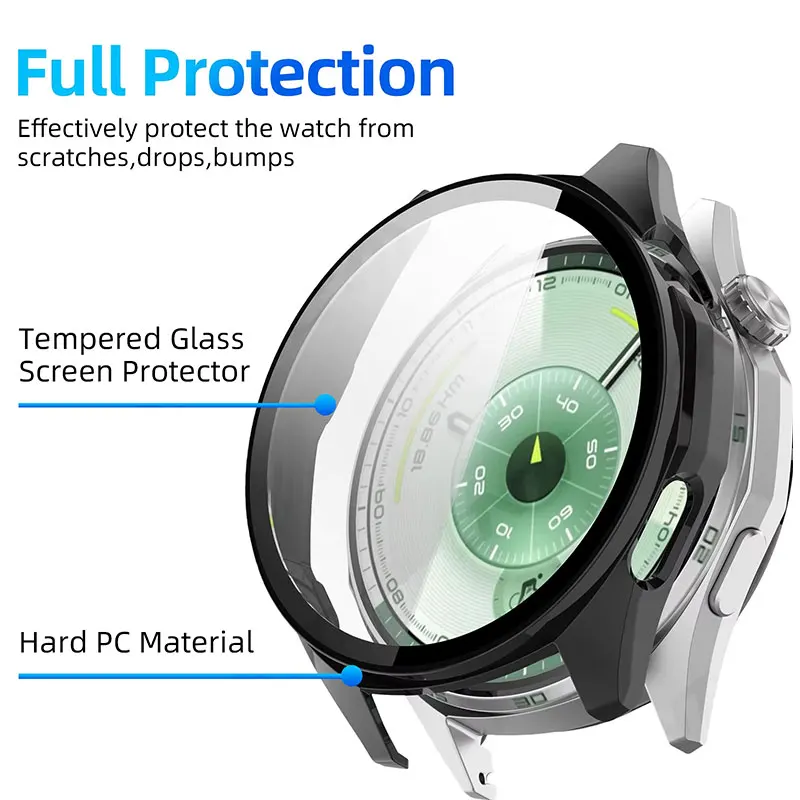 Funda de cristal + PC para Huawei Watch GT 6, 46mm, 41mm, Protector de pantalla antiarañazos, parachoques protector HD para Huawei Watch GT 6 Pro 46mm - imagen 3