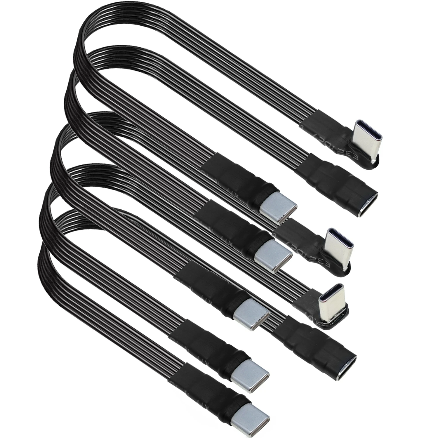 Cable de extensión plano USB 2.0 tipo C a tipo C de 0,1 M-2M plegable 90 °   Ángulo USB-C Macho Hembra FPC FPV Cable de fotografía aérea 5CM - imagen 2