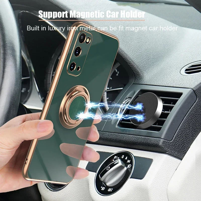 Funda de silicona chapada para Samsung Galaxy S22 S23 S24 Ultra S20 FE S21 Plus Note 20 10 S10 A53 A52S A72 5G con soporte de anillo - imagen 3