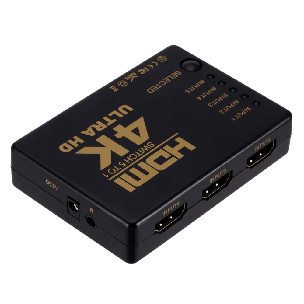 4K * 2K 3D 5x1 interruptor compatible con Hdmi 5 en 1 salida HD 1080P Selector de vídeo adaptador Hub divisor para Xbox PS4 DVD HDTV PC portátil TV - imagen 3