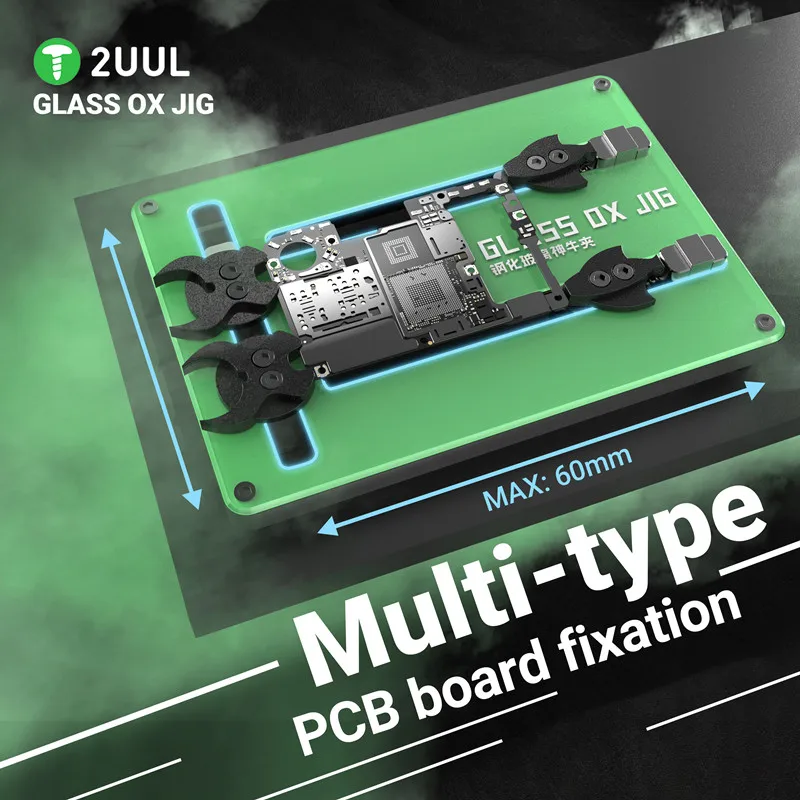 Soporte PCB 2UUL BH21 con vidrio resistente al calor para mantenimiento de teléfonos móviles, plantilla de buey de vidrio, accesorio de reparación de soldadura de placa base - imagen 5