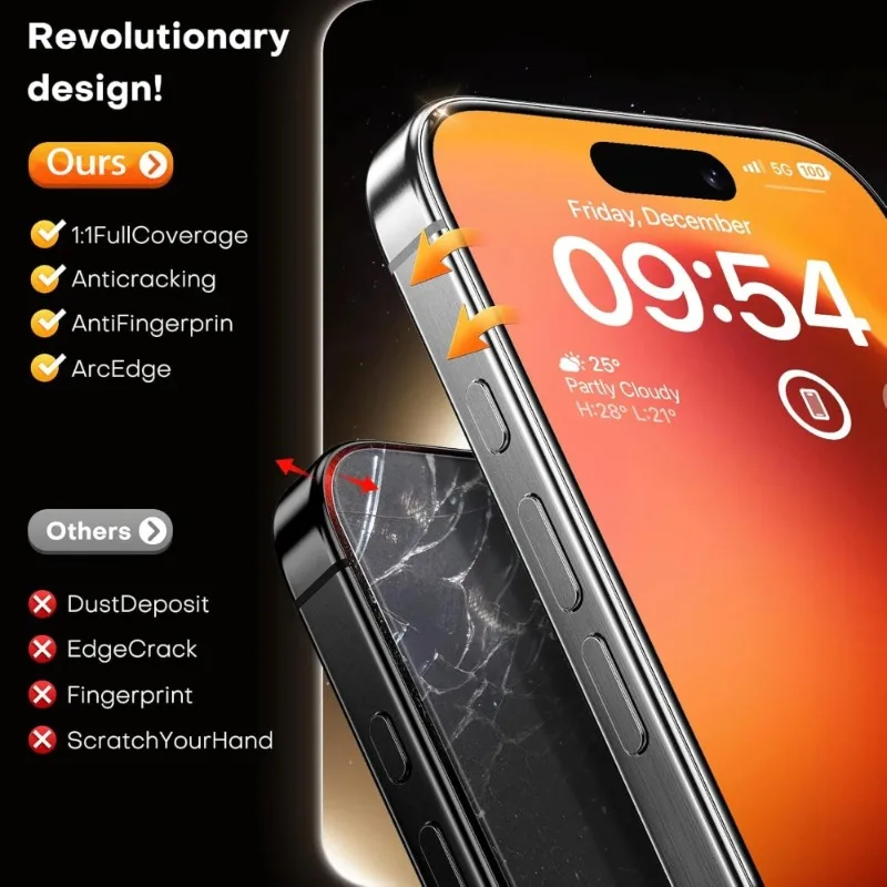 3 protectores de pantalla de alta claridad para iphone 17 16 15 14 13 12 11 Pro Max 16e Air 14 15 16 Plus con 2 uds película de lente de cámara - imagen 3