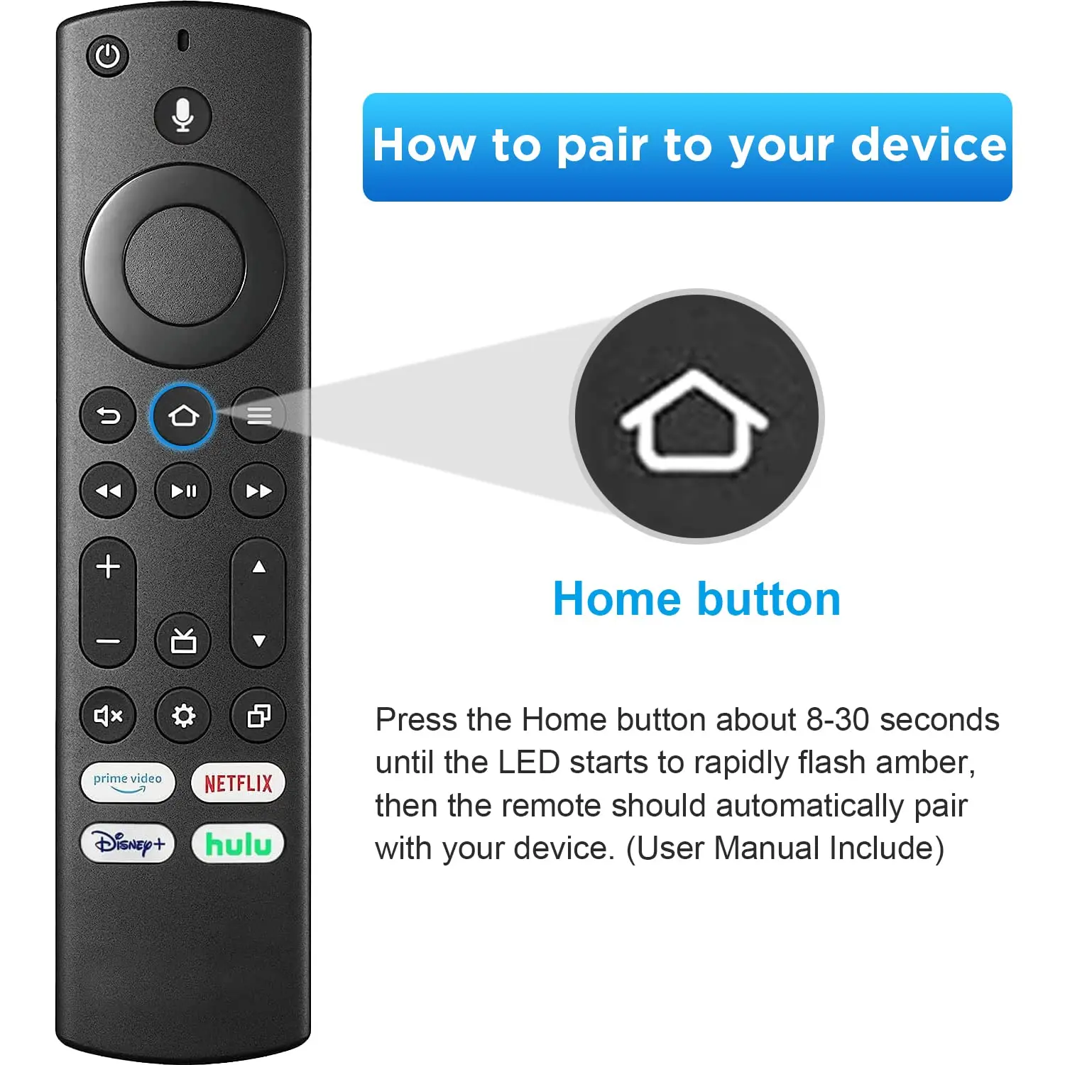 Mando a distancia de repuesto para televisor inteligente, Control remoto por voz para Insignia, Toshiba, Netflix, Prime, Hulu, teclas de atajo, NS-RCFNA-21 - imagen 5