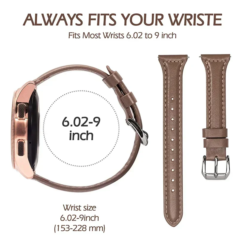 Correa de cuero delgada para Samsung Galaxy watch 7/FE/6/5/5 pro/4 Classic 20mm 22mm pulsera deportiva Amazfit GTS 4/2/Mini GTR 3/4 - imagen 5