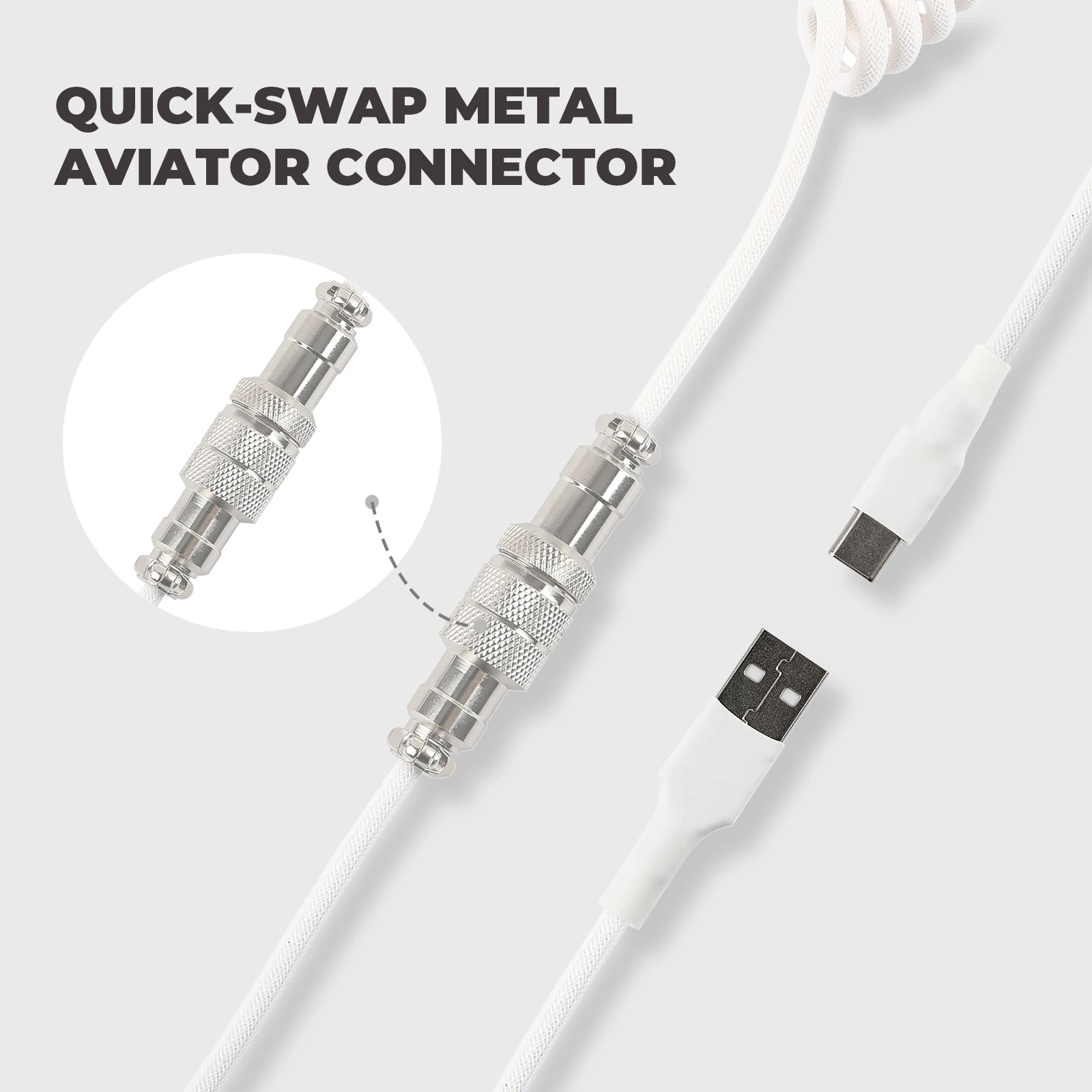 EPOMAKER Mix V2 Cable de teclado en espiral de 1,8 m USB C a USB A Cable de doble manga para teclado mecánico para jugar - imagen 3