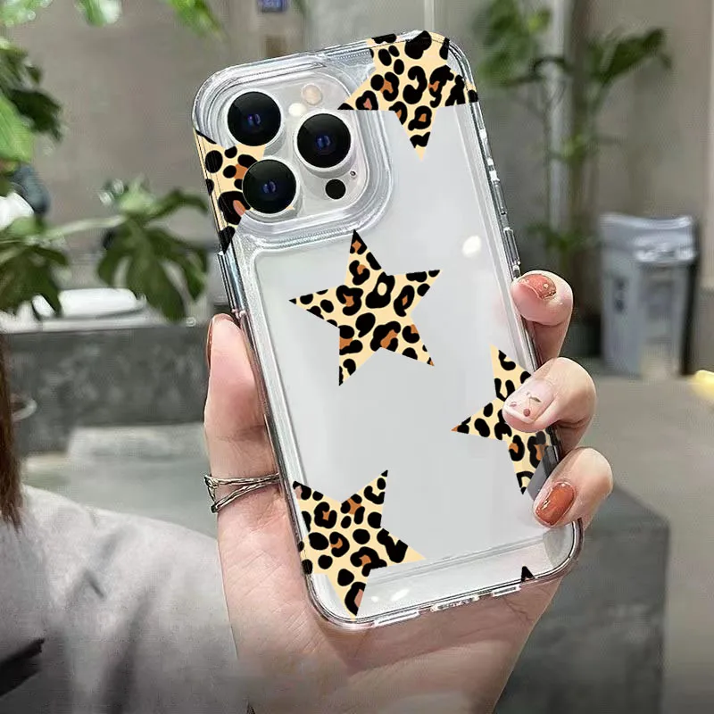 Funda de teléfono con estampado de corazón y estrella con estampado de leopardo para Xiaomi Redmi Note 14 13 12 Pro Plus 5G 12S 11 10 Redmi 13 12 12C 13C 14C - imagen 5