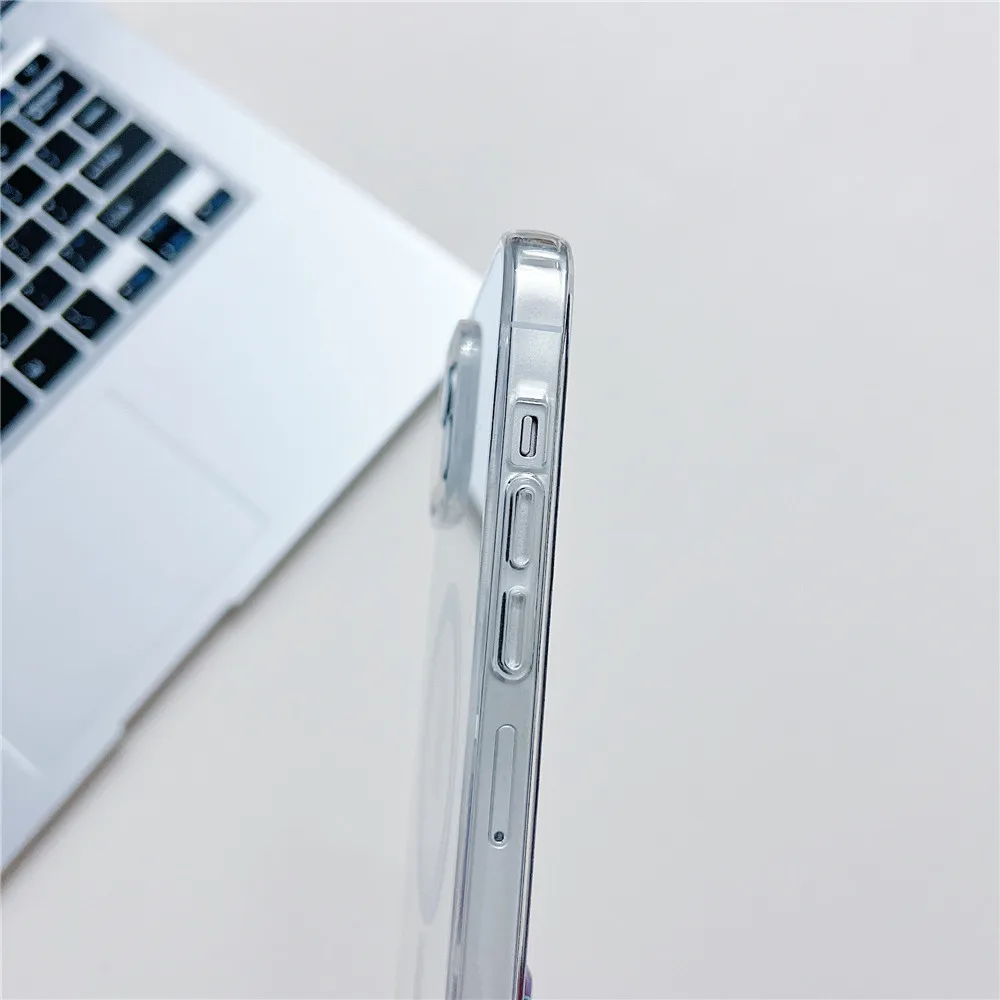 Funda de teléfono para iPhone 15 14 13 11 12 Pro Max X XS Max XR 7 8 6 6S Plus transparente para Magsafe cubierta de carga inalámbrica magnética - imagen 5