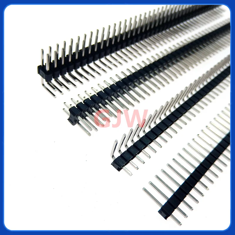 Tira de conector de cabezal de Pin rompible para Arduino, 10 piezas, 40 Pines, 1x40, 2x40, macho de doble fila, 2,54 MM, negro, 2,54 MM, 90 grados - imagen 2