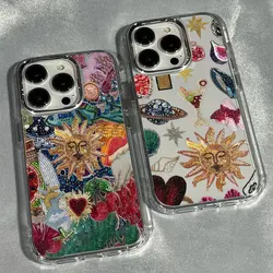 Funda OPPO Reno con diseño retro de sol y estrellas