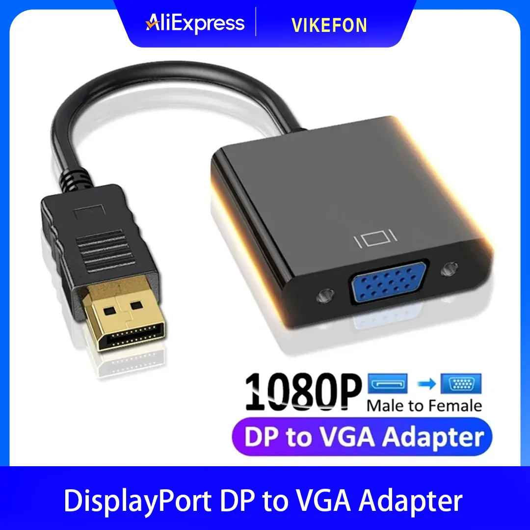 Cable adaptador DisplayPort DP a VGA, puerto de visualización para proyector DTV TV HDVD portátil DP macho a VGA hembra, Cable adaptador convertidor