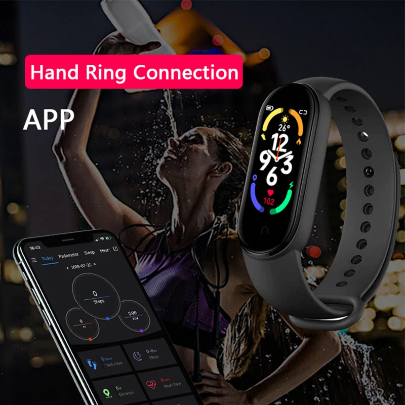 Reloj inteligente M7 Smartband ritmo cardíaco Smartwatch rastreador de Fitness presión arterial pulsera deportiva para mi band 7 hombres mujeres - imagen 2