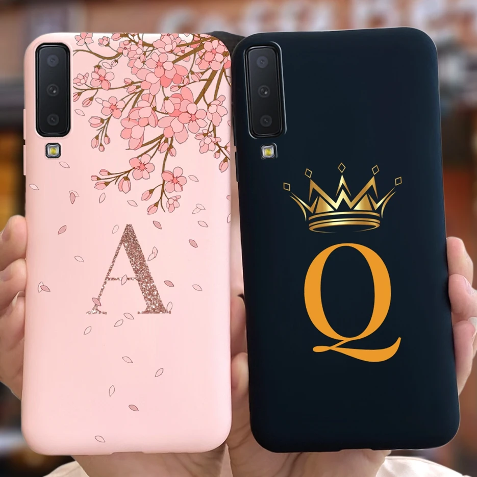 Para Samsung Galaxy A7 2018 funda SM-A750F Linda corona letras cubierta de silicona suave TPU funda de teléfono para Samsung A7 2018 A750F parachoques