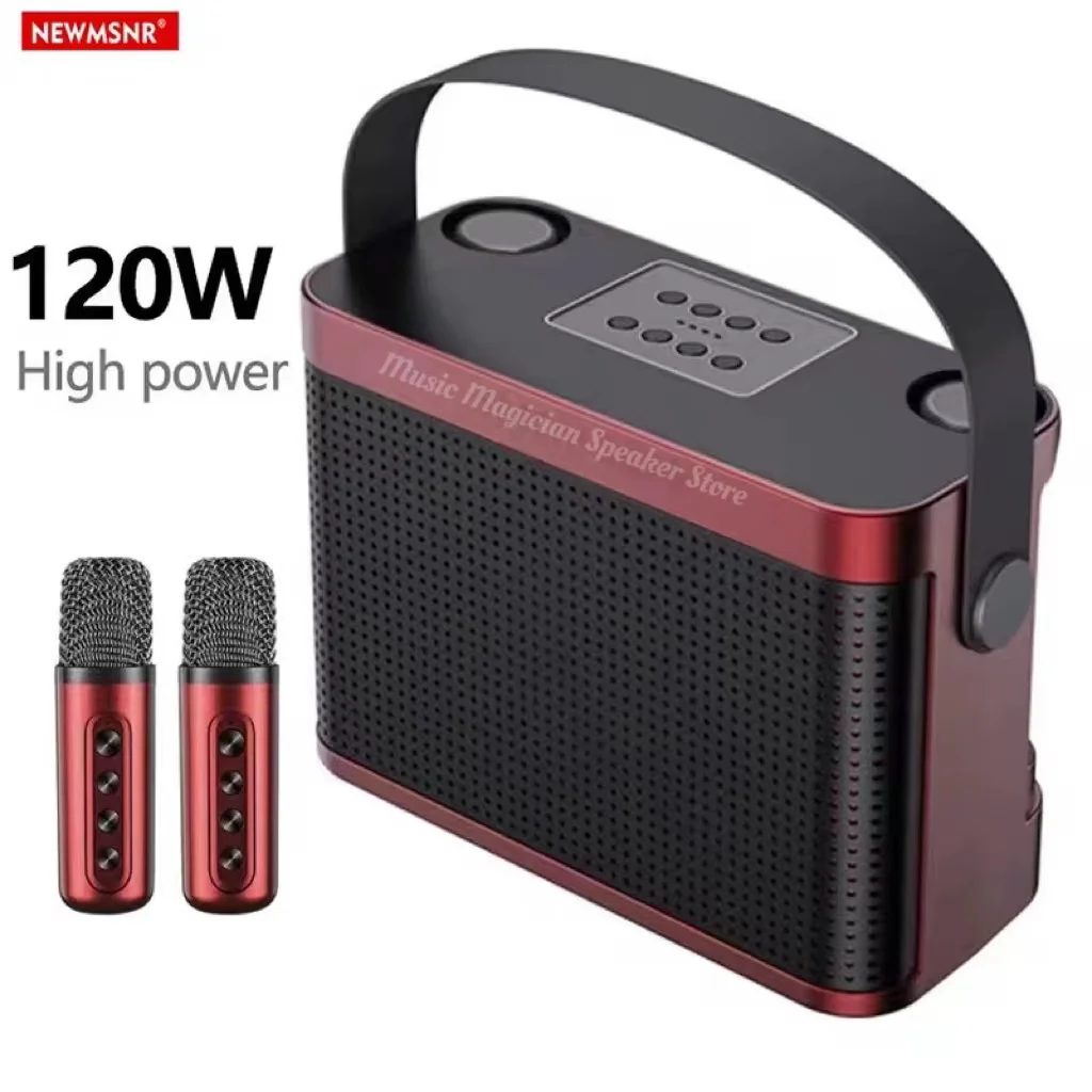 Potente micrófono Dual portátil inalámbrico de 120W, Altavoz Bluetooth, sonido Hifi, fiesta familiar, Karaoke, Subwoofer, Boombox, regalo para chico - imagen 2