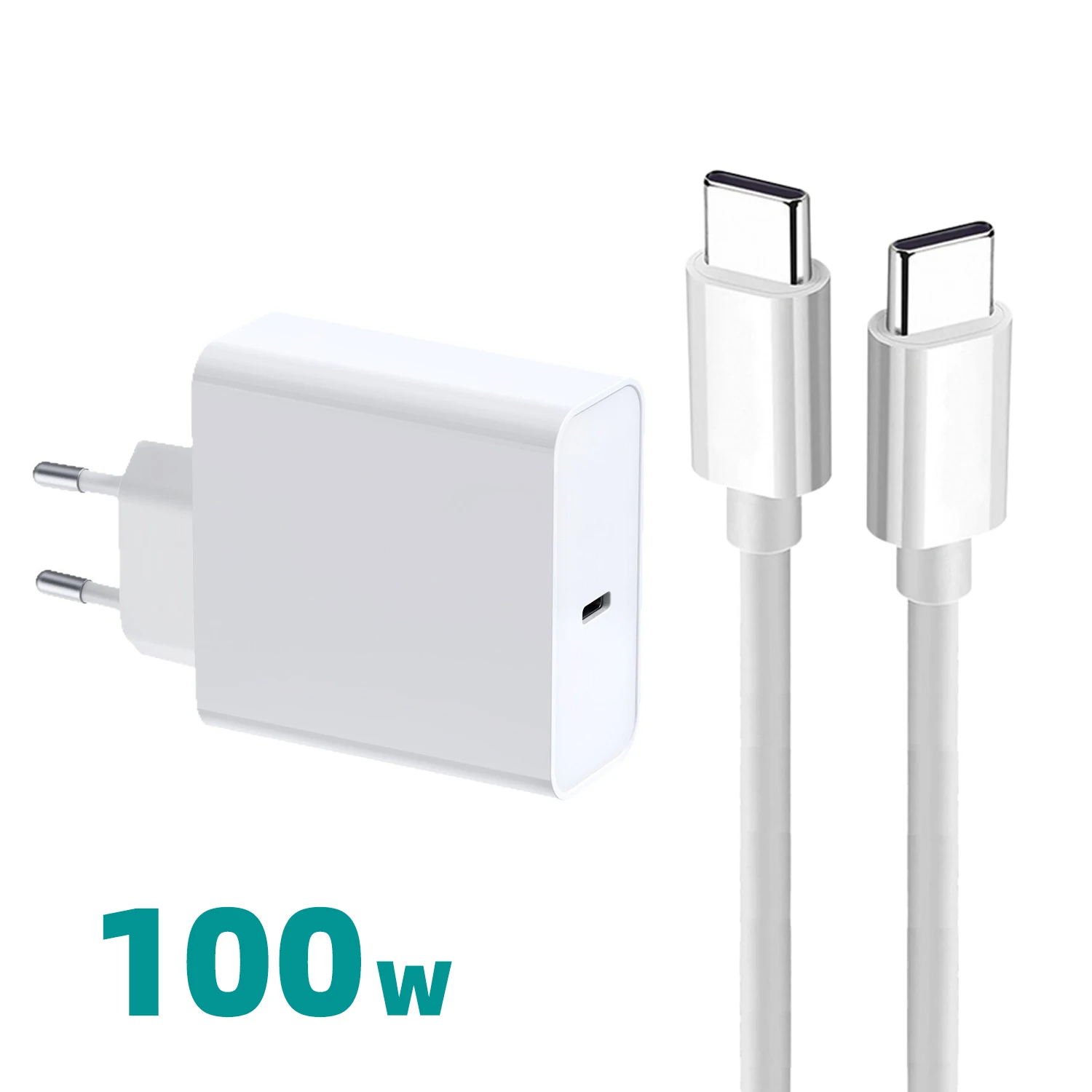 Cargador GaN de 100W, cargador de viaje USB C tipo C PD de 20V, adaptador de corriente alterna de la UE para MacBook, iPhone, Samsung, Xiaomi, teléfono portátil