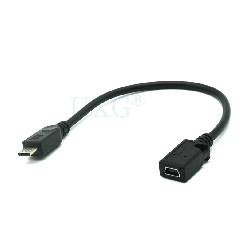Conector Mini USB hembra a Micro USB macho de 15cm, Cable de carga y sincronización de datos, Cable corto de transferencia para teléfonos, MP3, MP4, Color negro - imagen 3