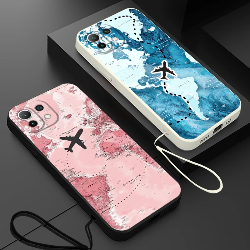 Funda blanda con mapa de avión para Xiaomi Mi 13 11 12 Lite 10T 11T 12T Pro