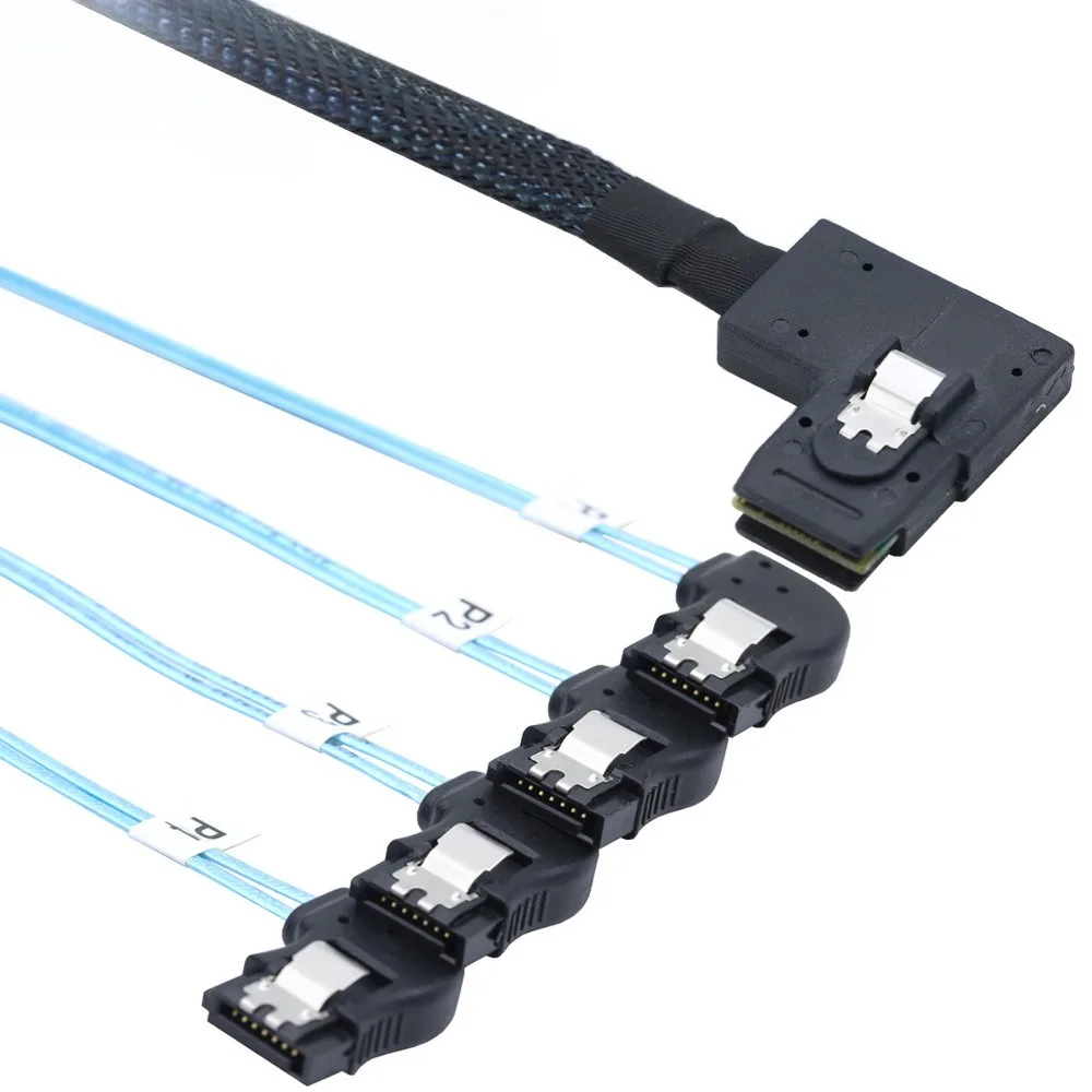 Cable de servidor MiniSAS SFF-8087 de ángulo recto 4SATA 7P: solución de alto rendimiento para una transferencia de datos confiable y una conectividad de servidor - imagen 5