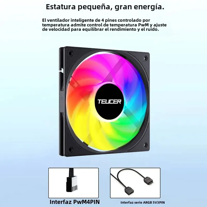 TEUCER UT-12015 ARGB 120mm ventilador con cubierta de PC FDB rodamiento PWM 800-2400rpm espesor 15mm ventilador de refrigeración de chasis silencioso ventilador de CPU fino - imagen 3