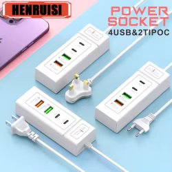 15W 4 Ports USB Charger Quick Charge 3.0 EU/US Plug Wall Charger For iPhone Samsung Xiaomi Fast Charging PD Type C Phone Charger