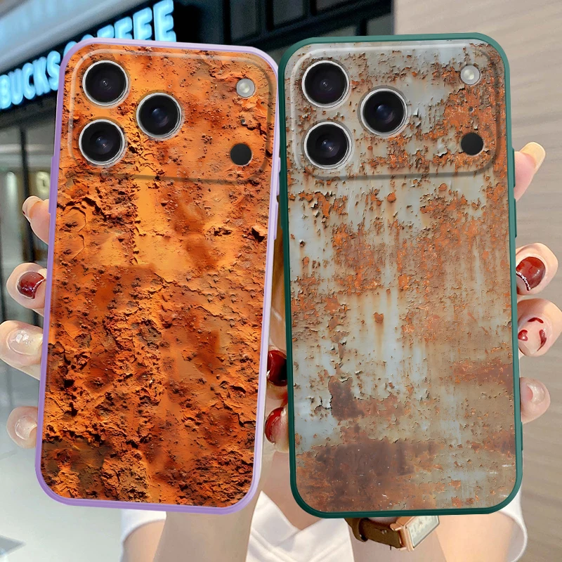 Funda blanda para iPhone 7 8 XS 11 12 13 Pro Max 16e XR 17 Air 16 14 15 Plus Diseño retro oxidado - imagen 4