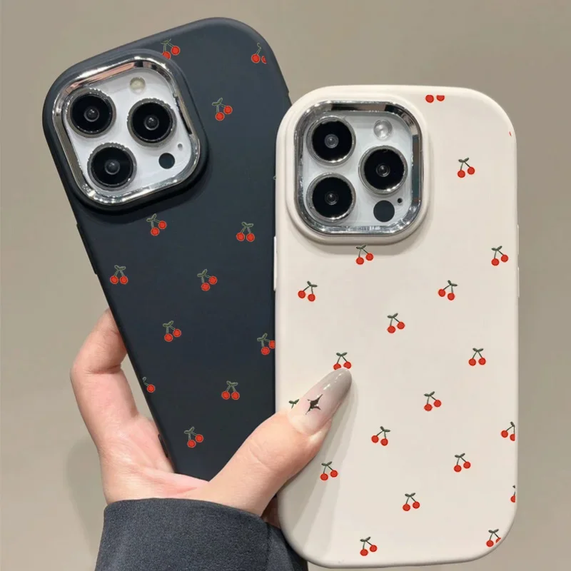 Funda para Realme C53 C63 C67 C51 C55 C35 C20 C11 C2021 C21Y C25Y 8 9 12 11 12 13 Pro Plus 5G lindo lazo de cereza cubierta de lente de lujo - imagen 3