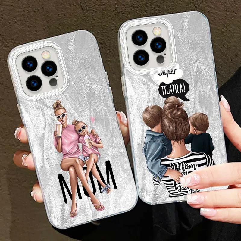 Patrón de moda Baby Mon para Apple iPhone 16 16E 15 14 13 12 11 8 XS X Pro Max textura de plumas funda de teléfono