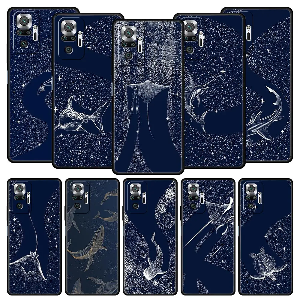 Funda de teléfono para Xiaomi Redmi Note 14 13 12 5G 11 10 Pro Plus 4G 9S 9 14C 13C 12C 10C 9C 9A funda suave de TPU ballena asesina Orca