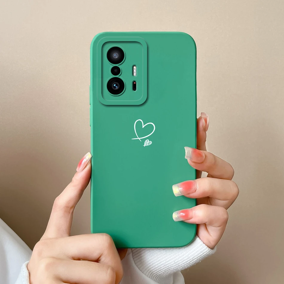 Funda Love Heart para Xiaomi 11T Pro, Funda trasera de silicona líquida suave, Fundas de protección completa para teléfono Xiaomi Mi 11t Pro 11 t Funda - imagen 2