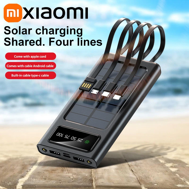Banco de energía solar Xiaomi 200000 Batería de carga rápida móvil de gran capacidad mAh con cables USB 4 duales para iPhone Samsung - imagen 5