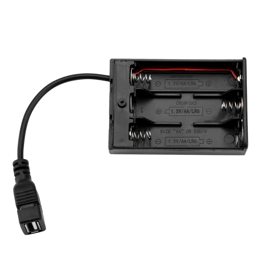 Soporte de batería AA negro, caja de batería con tapa, interruptor de encendido/apagado y enchufe hembra USB, 4 ranuras, 3 ranuras - imagen 5
