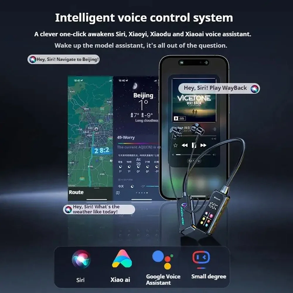 Auriculares Bluetooth 5,4 auriculares inalámbricos pantalla LED auriculares con banda para el cuello auriculares estéreo HiFi soporte auriculares Monitor TF Play - imagen 5