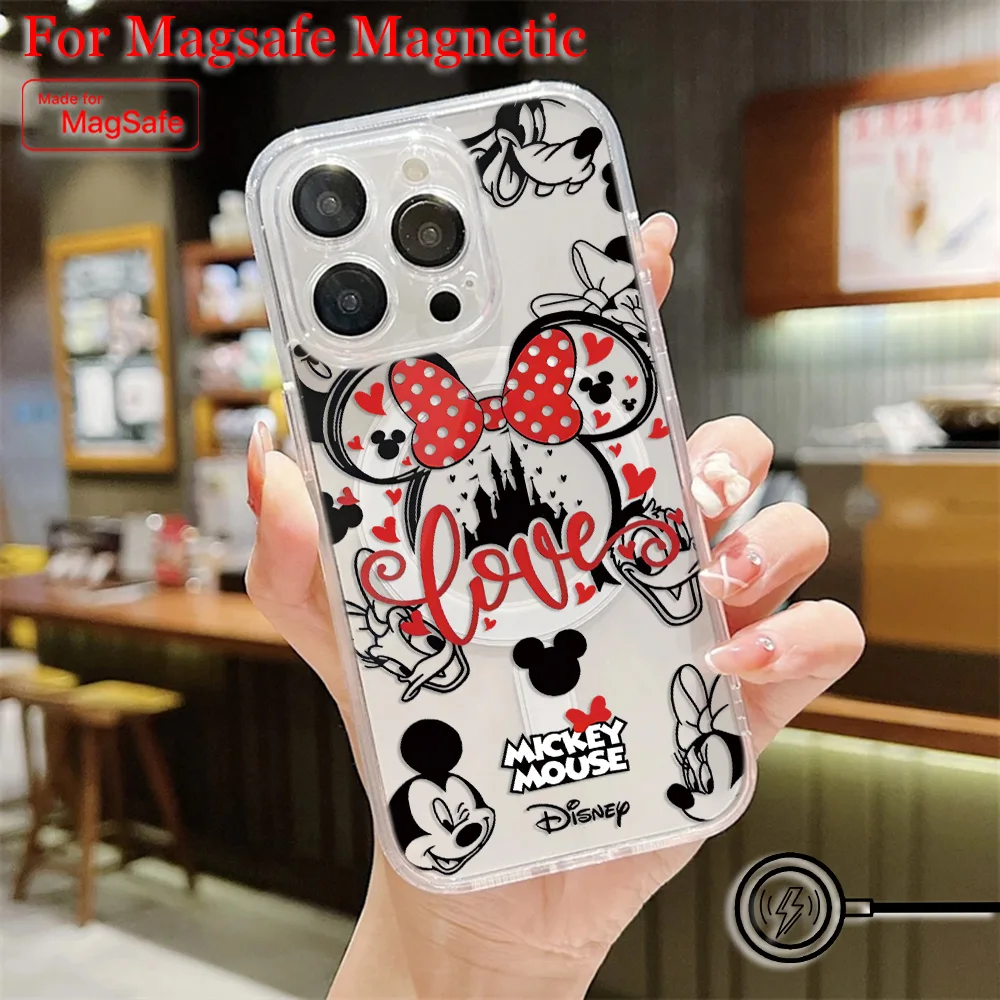 Preciosa funda de teléfono magnética Mickey Magsafe para Samsung Galaxy S25 S24 S23 S22 S21 S20 FE Plus Ultra 5G, funda transparente de TPU - imagen 3