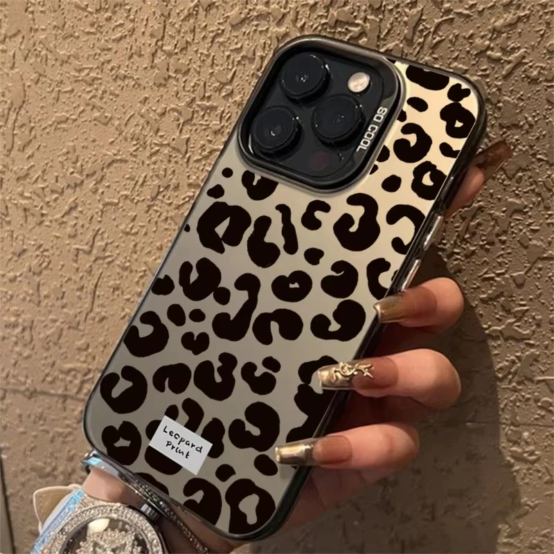 Funda de teléfono IMD chapada con estampado de leopardo colorido, adecuada para iPhone 16 15 Pro Max 14 13 12 11 Pro 16E 7 8 Plus X XS XR SE2 - imagen 3