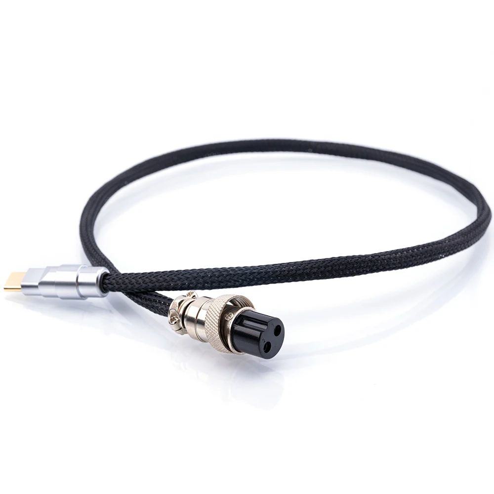 Cable de alimentación CC Hifi de alta fidelidad OCC chapado en plata GX16-2 pines a USB tipo C Cable de carga de Audio audiófilo dedicado 5V3A - imagen 4