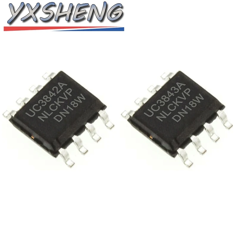 10 Uds UC3842 UC3843 SOP-8 UC3842A UC3842A 3842A 3843A controlador de interruptor SMD Chip de potencia IC