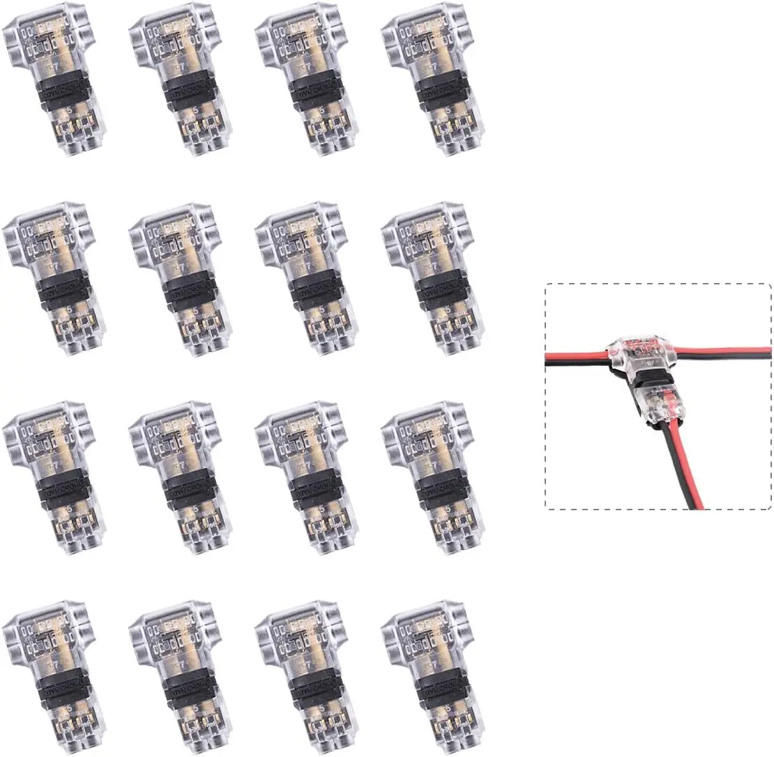Conector de cable de 10/20 piezas, conector de cable T de bajo voltaje, 2 pines, 2 vías, conectores de empalme compactos universales automotrices para cableado