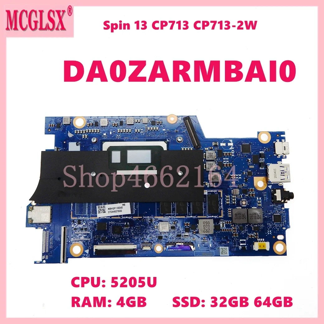DA0ZARMBAI0 con i3-10110U CPU 4GB-RAM 64GB-SSD placa base para portátil Acer Spin 13 CP713 CP713-2W placa base para ordenador portátil
