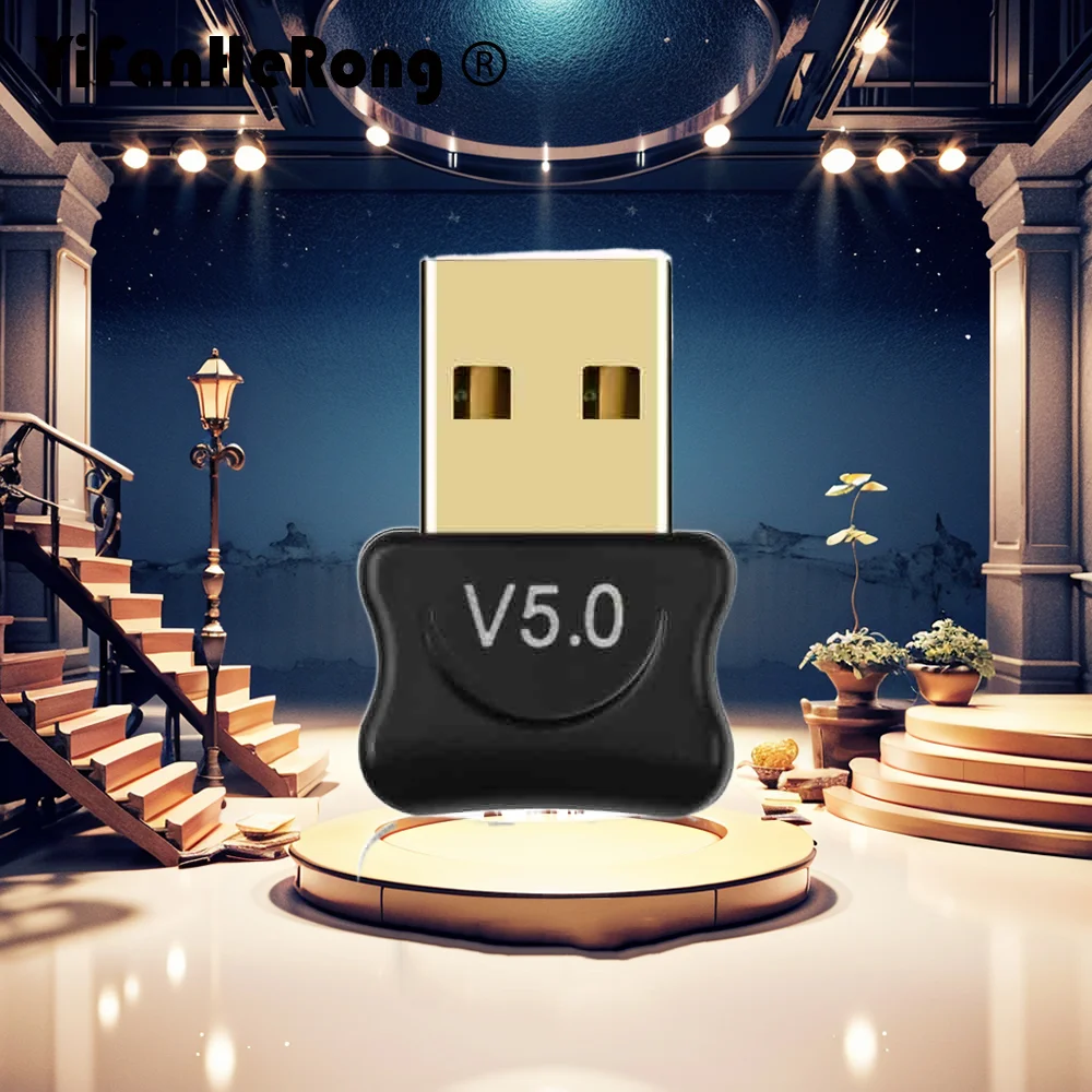 Adaptador USB BT5.0 Dongle compatible con Bluetooth 5,0 Adaptador para PC portátil altavoz inalámbrico receptor de Audio transmisor USB