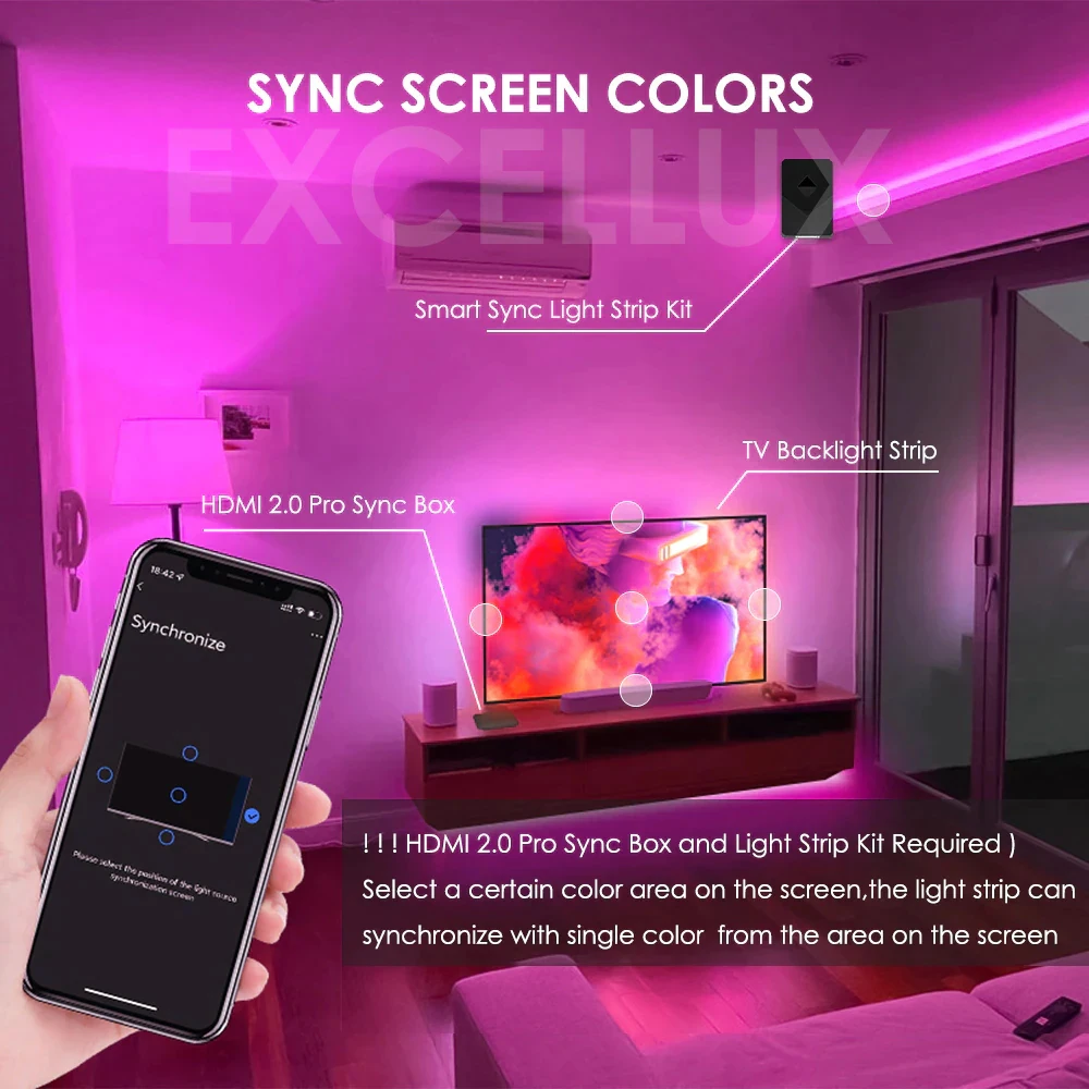 Tira de luces Led inteligente, accesorio con Wifi, RGBCW, 5050, iluminación ambiental, funciona con la aplicación Smart Life, caja de sincronización HDMI, Alexa y Google, 10M, 5M - imagen 2