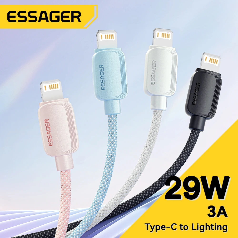 Essager 4 Uds Cable USB tipo C para iPhone 14 13 12 11 Pro Max PD 20W cargador rápido USB C a Cable Lightning para iPad Macbook - imagen 2