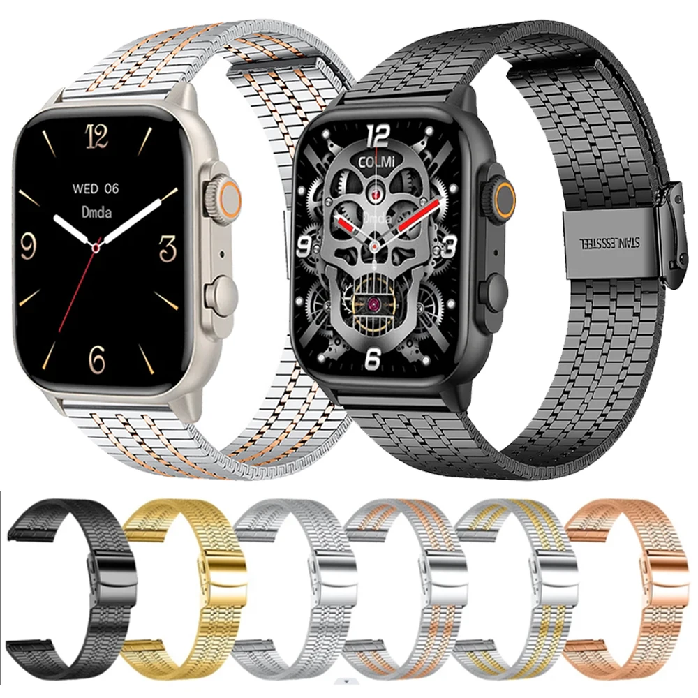 Correas de acero inoxidable de 20mm y 22mm para correa COLMI P71 para COLMI M42/C81 C60 C61/I31/P68 P73/P28 Plus, accesorios de correas de reloj de Metal - imagen 2