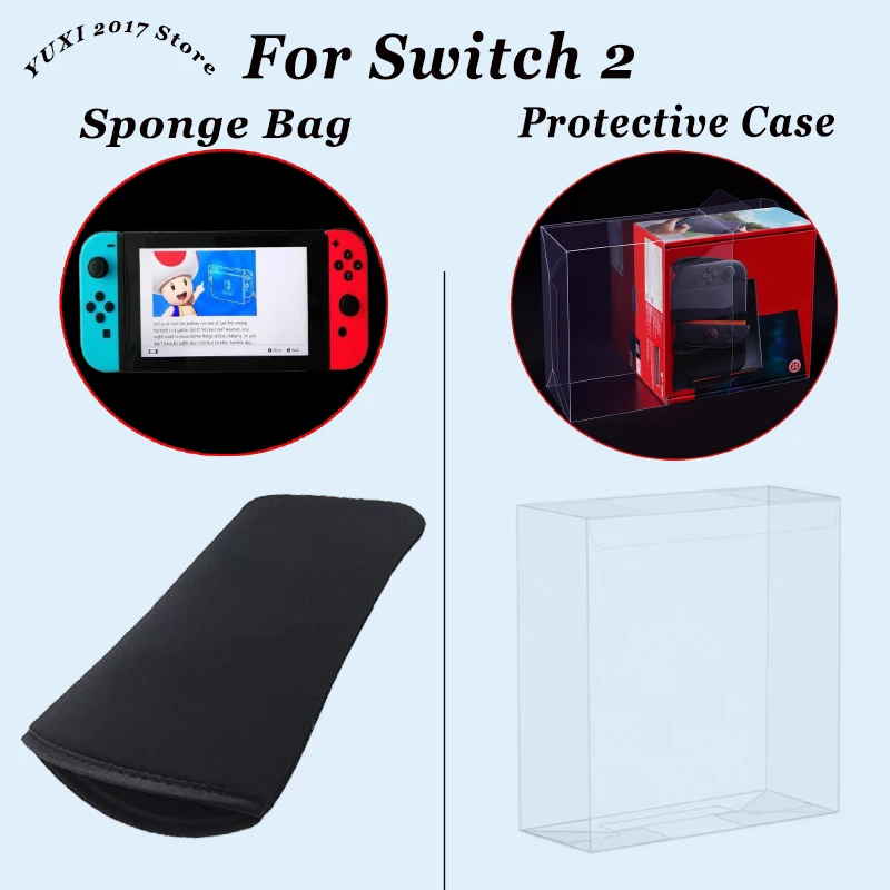 Caja protectora transparente para consola de juegos, caja de Color, almacenamiento a prueba de polvo y bolsa de esponja, cubierta protectora para consola Switch 2