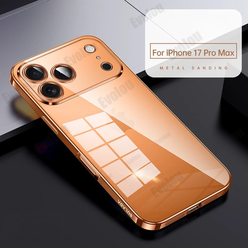 Funda de silicona con marco chapado para Iphone 17 Air 17 Pro Max, protección transparente para lente de cámara, funda suave para teléfono para Iphone 17pro - imagen 2