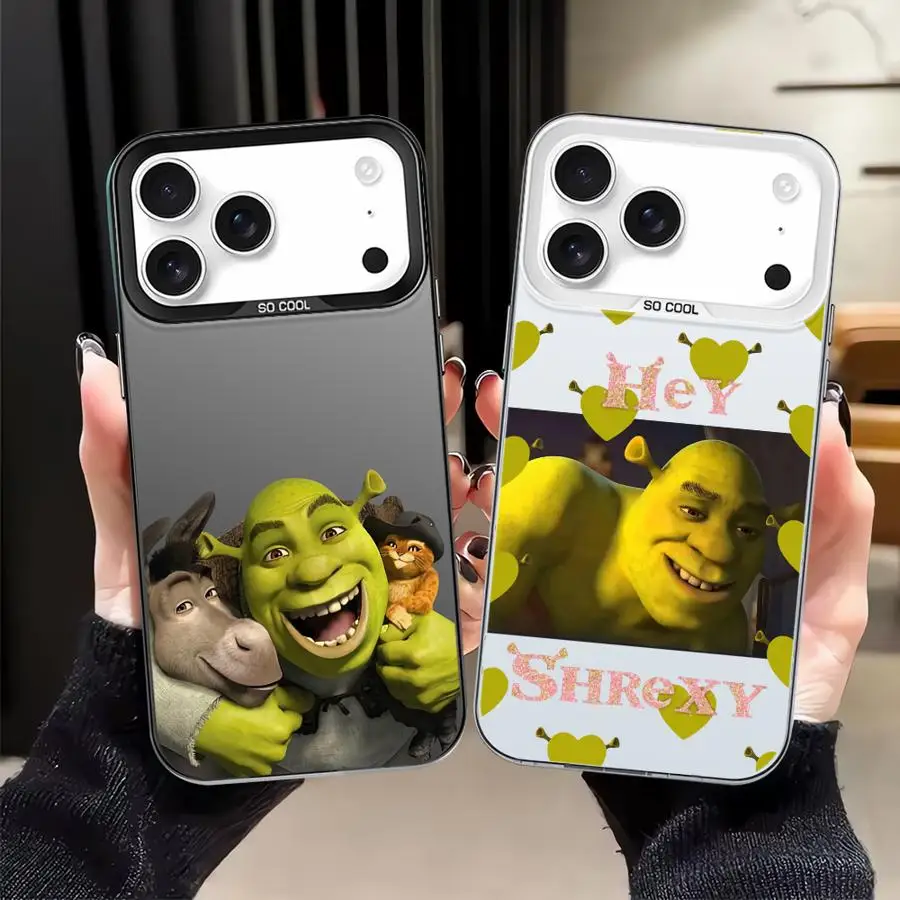 Funda para iPhone 12 16 17 Pro Max 14 17Air XR 16e 15 Plus 11 XS 13 Funda trasera para teléfono Dibujos animados Diversión M-MovieS S-Shreks