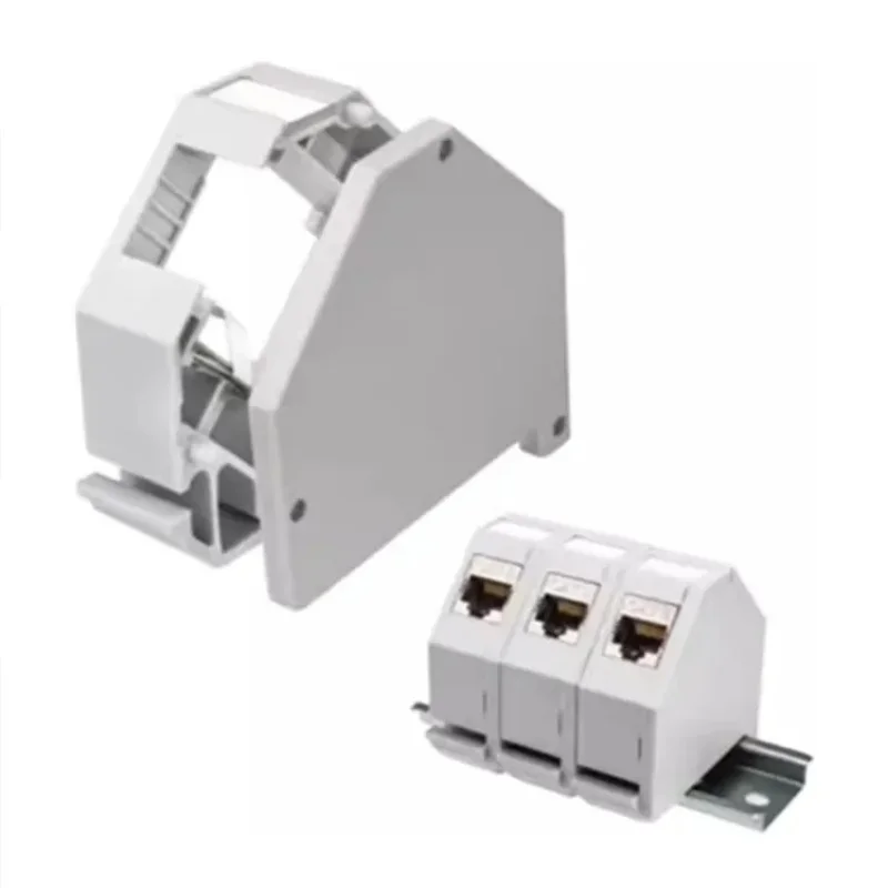 Carcasa de montaje en carril Din, soporte de conector Keystone RJ45 para módulo, campo de etiquetado, resorte de tierra, caja de ordenador portátil IP20 a prueba de polvo - imagen 2